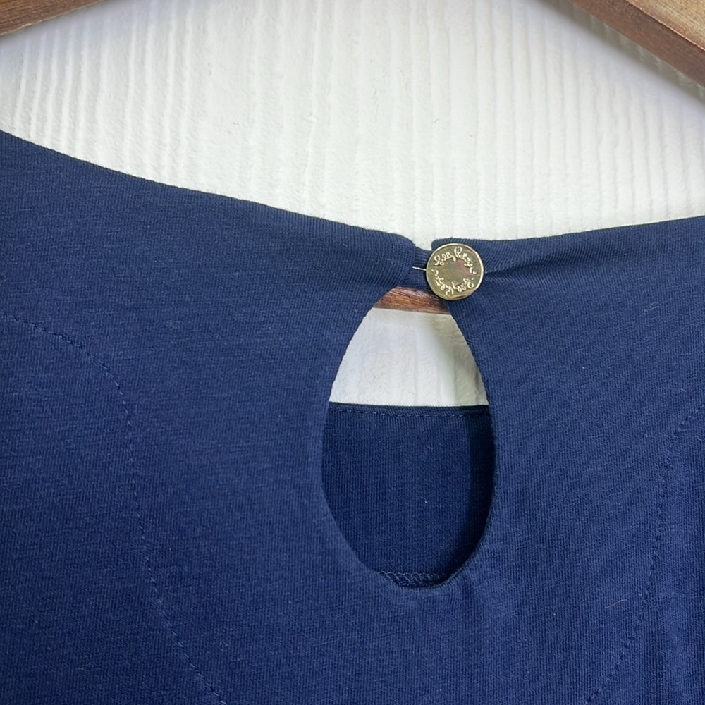 Lilly Pulitzer - Fontaine Navy Blue Bell Sleeves Boatneck Button Closure Top S - Picture 11 of 11